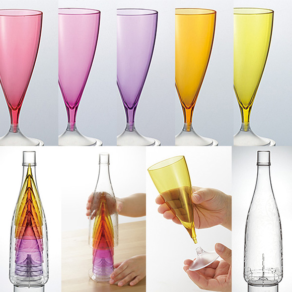 ５色セットのシャンパングラスGlassFive