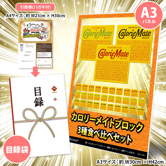 選べるカロリーメイトブロック 3種食べ比べセット（3種すべてお届け）【目録引換券・A3パネル付き】