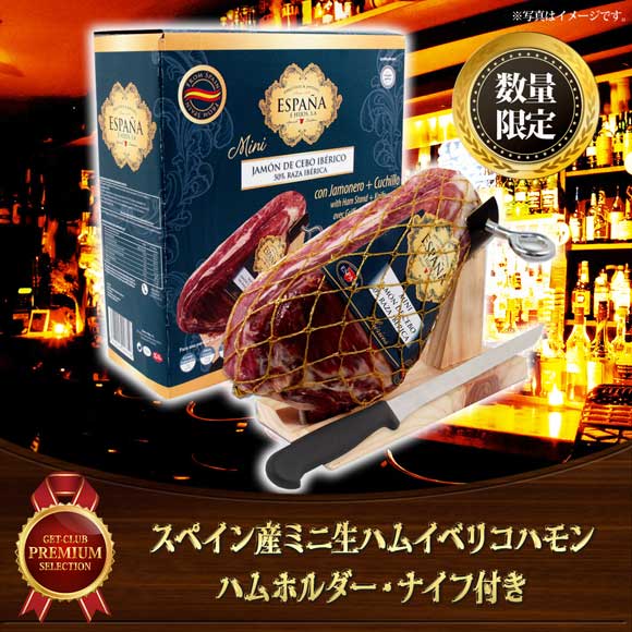 スペイン産ミニ生ハム イベリコハモン1ｋｇ ハムホルダー ナイフ付き 景品ゲットクラブ