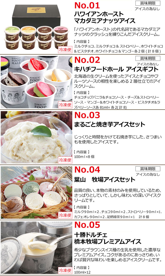 選べるアイスクリーム5種［あまおう 抹茶 焼き芋 葉山牧場 橋本牧場］