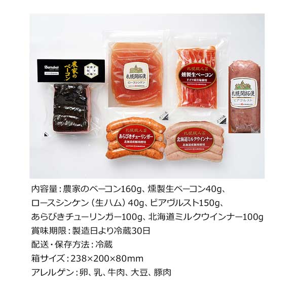 北海道　「札幌バルナバフーズ」農家のベーコン＆バラエティセット