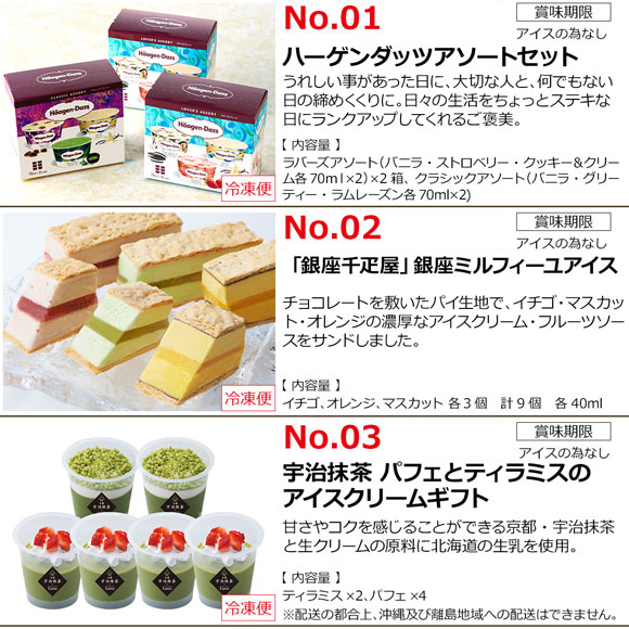 選べるアイスクリーム3種［ハーゲンダッツorベルギーチョコorジャージー牛乳］