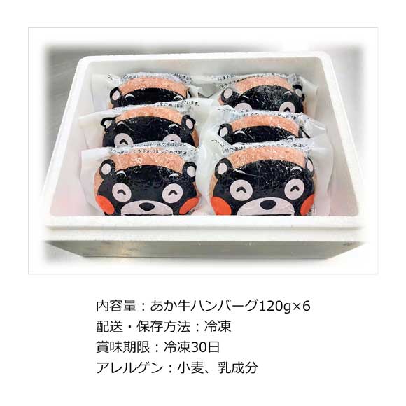 熊本和牛 あか牛ハンバーグ6個入 くまモンパッケージ【目録引換券】