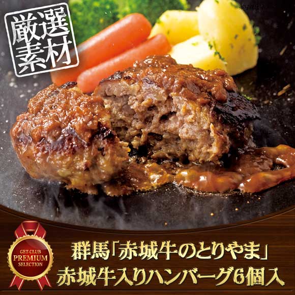 群馬「赤城牛のとりやま」赤城牛入りハンバーグ6個入【目録引換券】