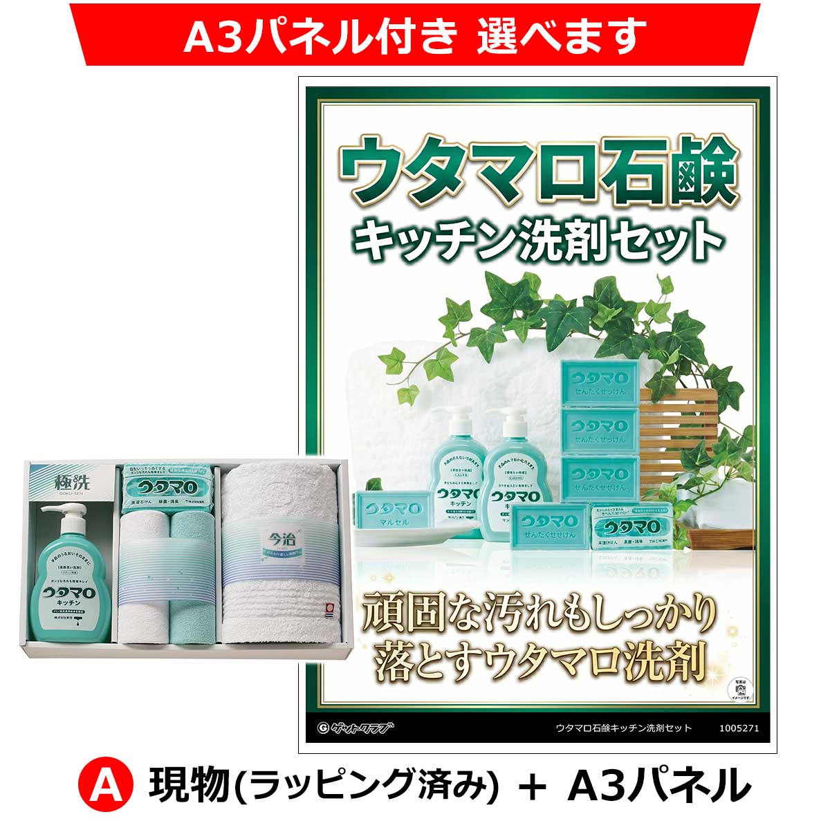 A：現物(ラッピング済み)+A3パネル