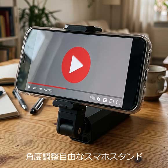 角度調整自由なスマホスタンド