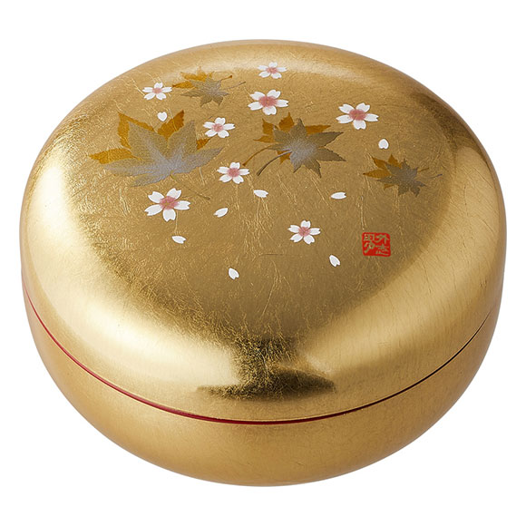 金銀箔工芸 華かすみ 黄金の菓子入れ  7274-53