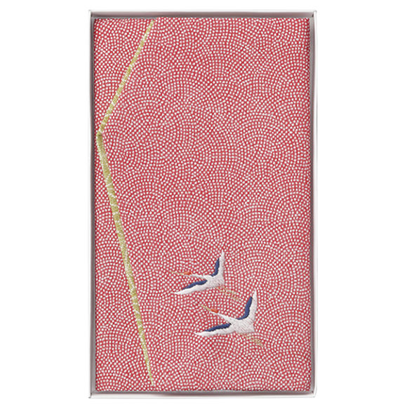 洛北 刺繍入り金封ふくさ 赤鶴 H033A