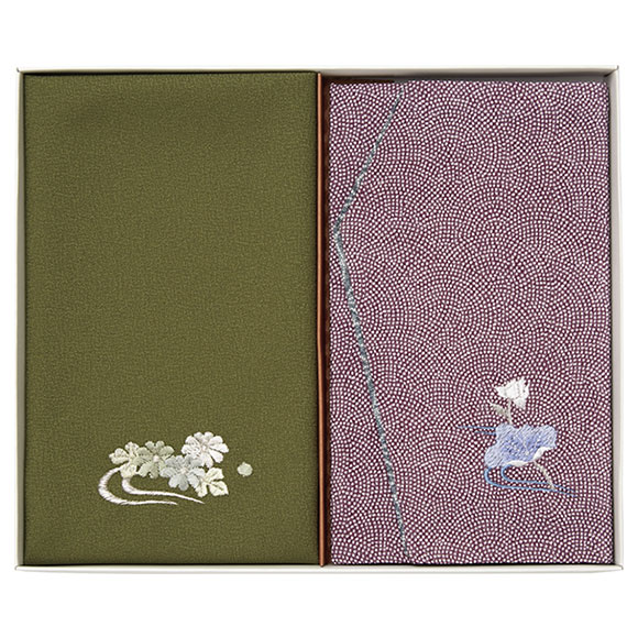 洛北 刺繍入り金封包み&金封ふくさ 紫蓮 H037b
