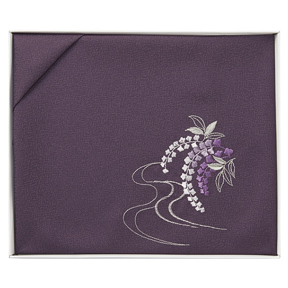 洛北 刺繍入り二巾風呂敷 紫 H031b