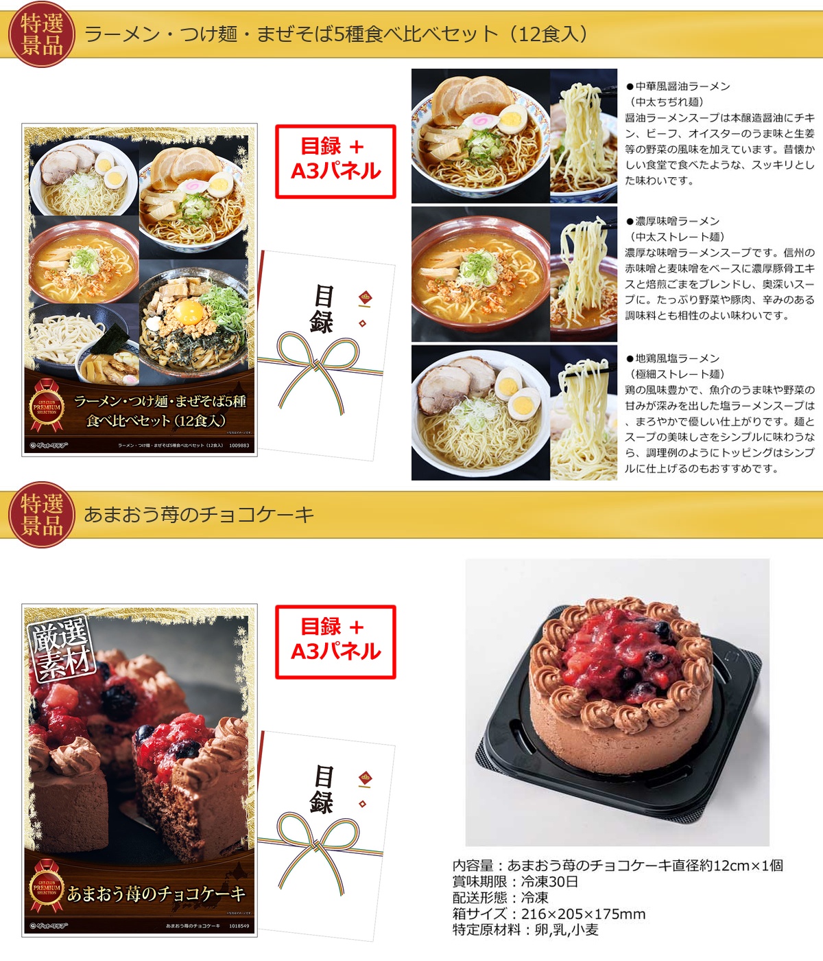グルメとキッチン50,000円10点景品セット詳細