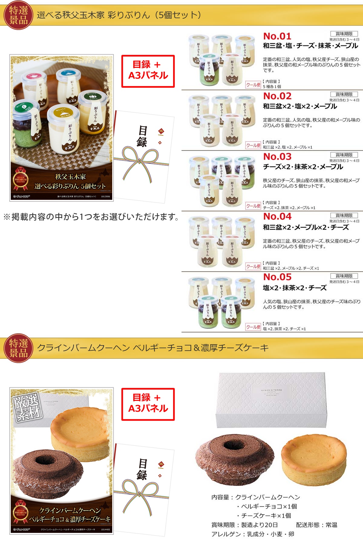グルメとキッチン50,000円10点景品セット詳細