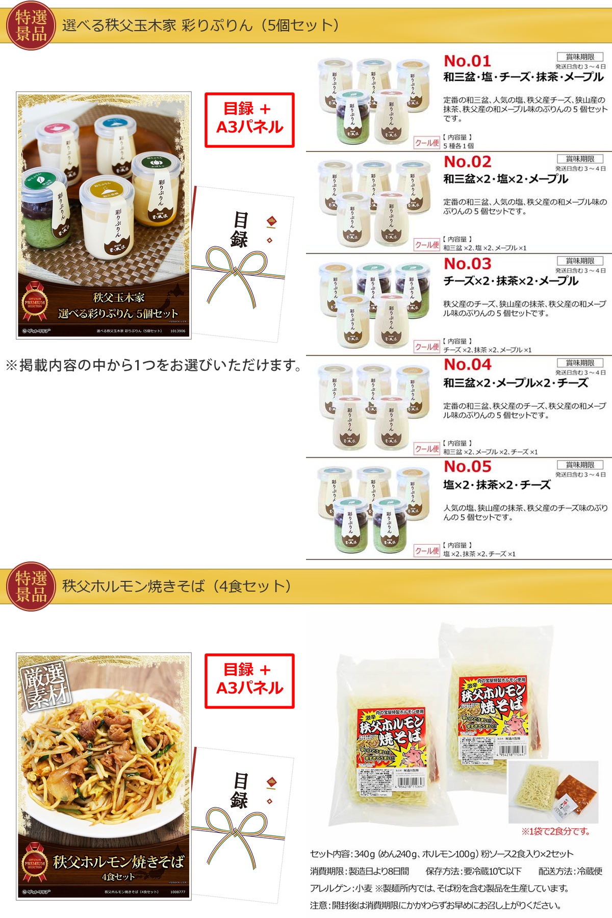 産地直送【目録引換券・A3パネル】入り 80,000円20点景品セット詳細