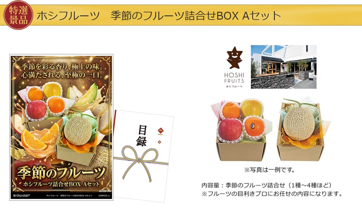 目録景品6点セット A3パネル付き[ホットプレート・牛タン・うなぎ・タルト・麺・フルーツ]E012詳細
