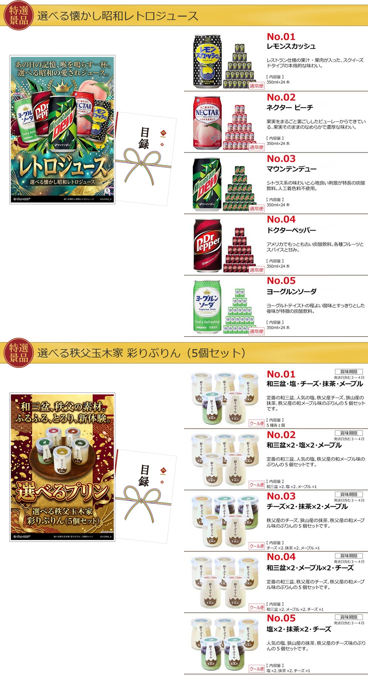 目録景品10点セット A3パネル付き[自転車・肉・ホットプレート・蟹・アイス・麺]I005詳細