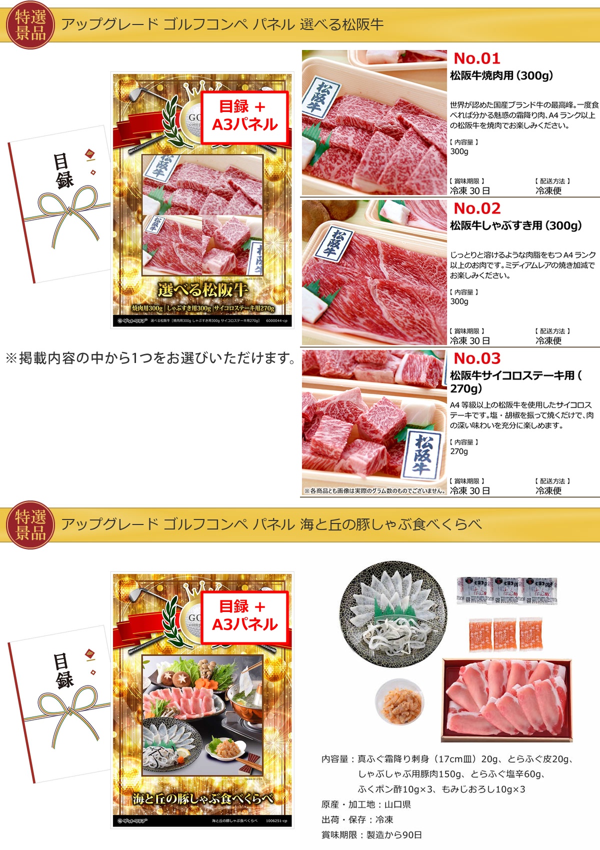 ゴルフコンペ40,000円景品15点＋コンペグッズセット詳細