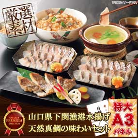 山口県下関漁港水揚げ　天然真鯛の味わいセット【目録引換券・A3パネル付き】