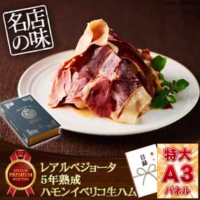 レアルベジョータ5年熟成ハモンイベリコ生ハム【目録引換券・A3パネル付き】