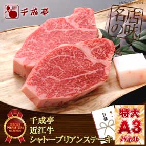 千成亭 近江牛シャトーブリアンステーキ【目録引換券・A3パネル付き】