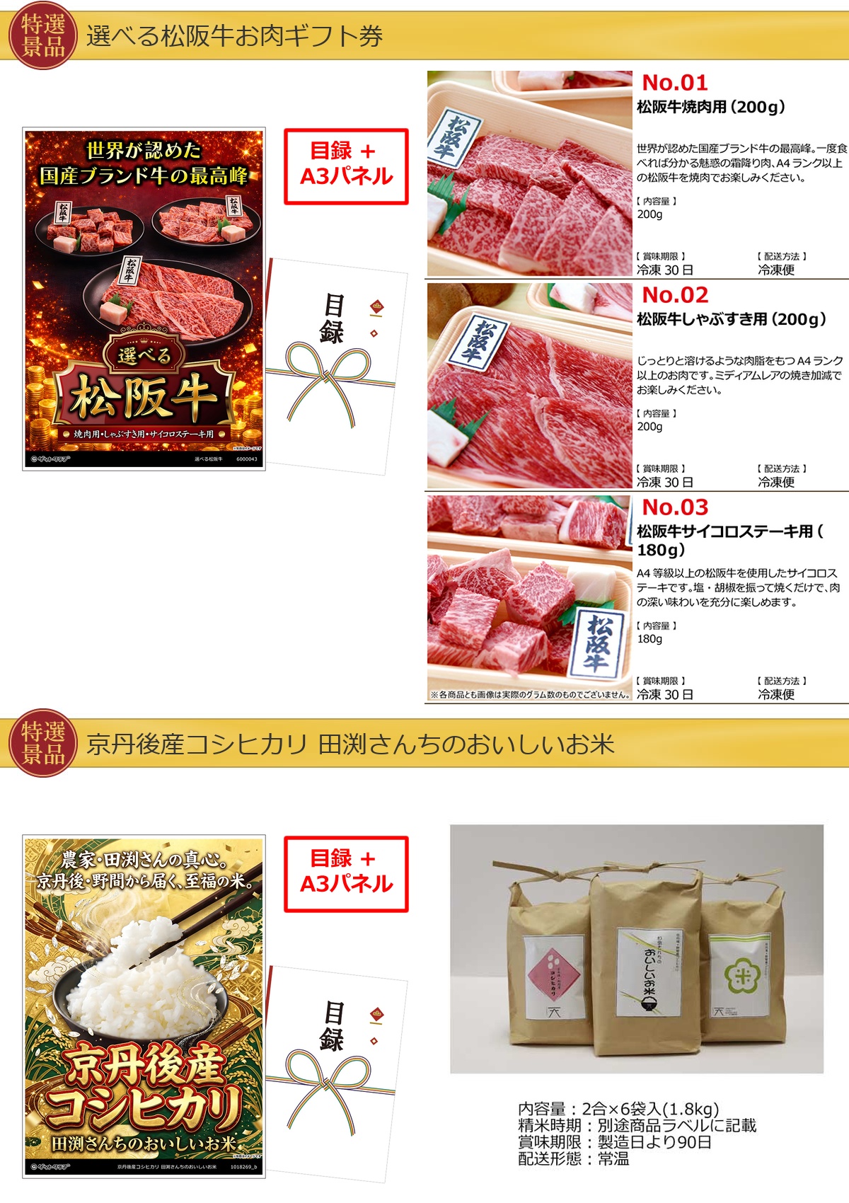 グルメ 10点景品セット A3パネル付 [蟹・鰻・松阪牛・米・ハーゲンダッツ・和牛・果物・一蘭]I021詳細