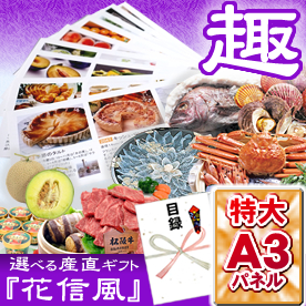 大好評！選べる産直ギフト「花信風」趣コース【目録袋・A3パネル付き】