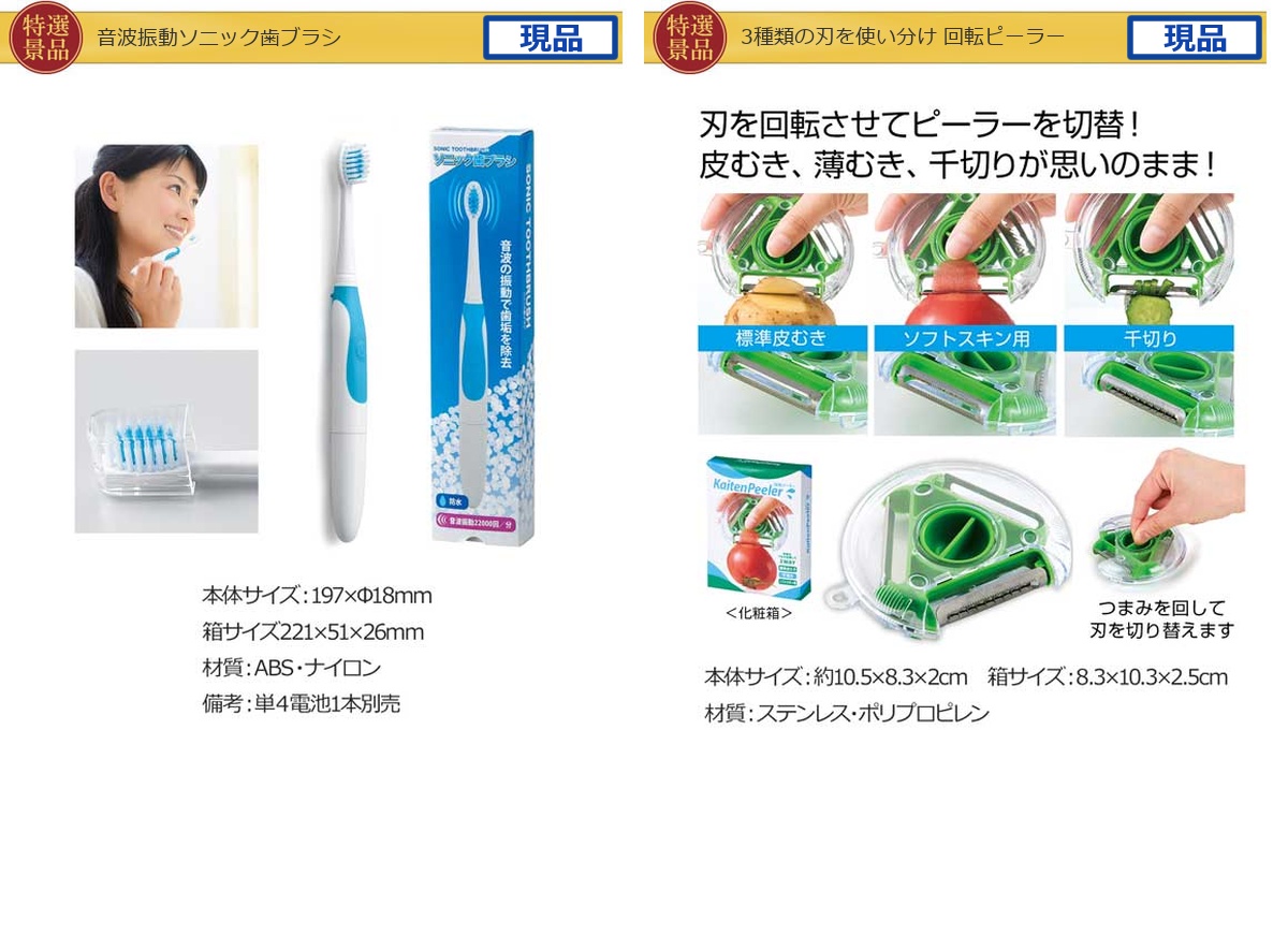 コンパクト景品20,000円10点景品セット詳細