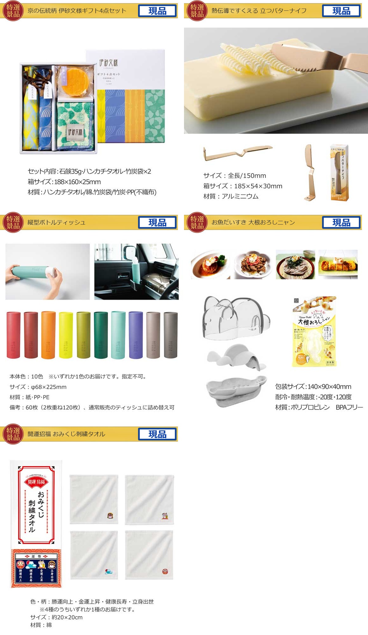 コンパクト景品30,000円20点景品セット詳細