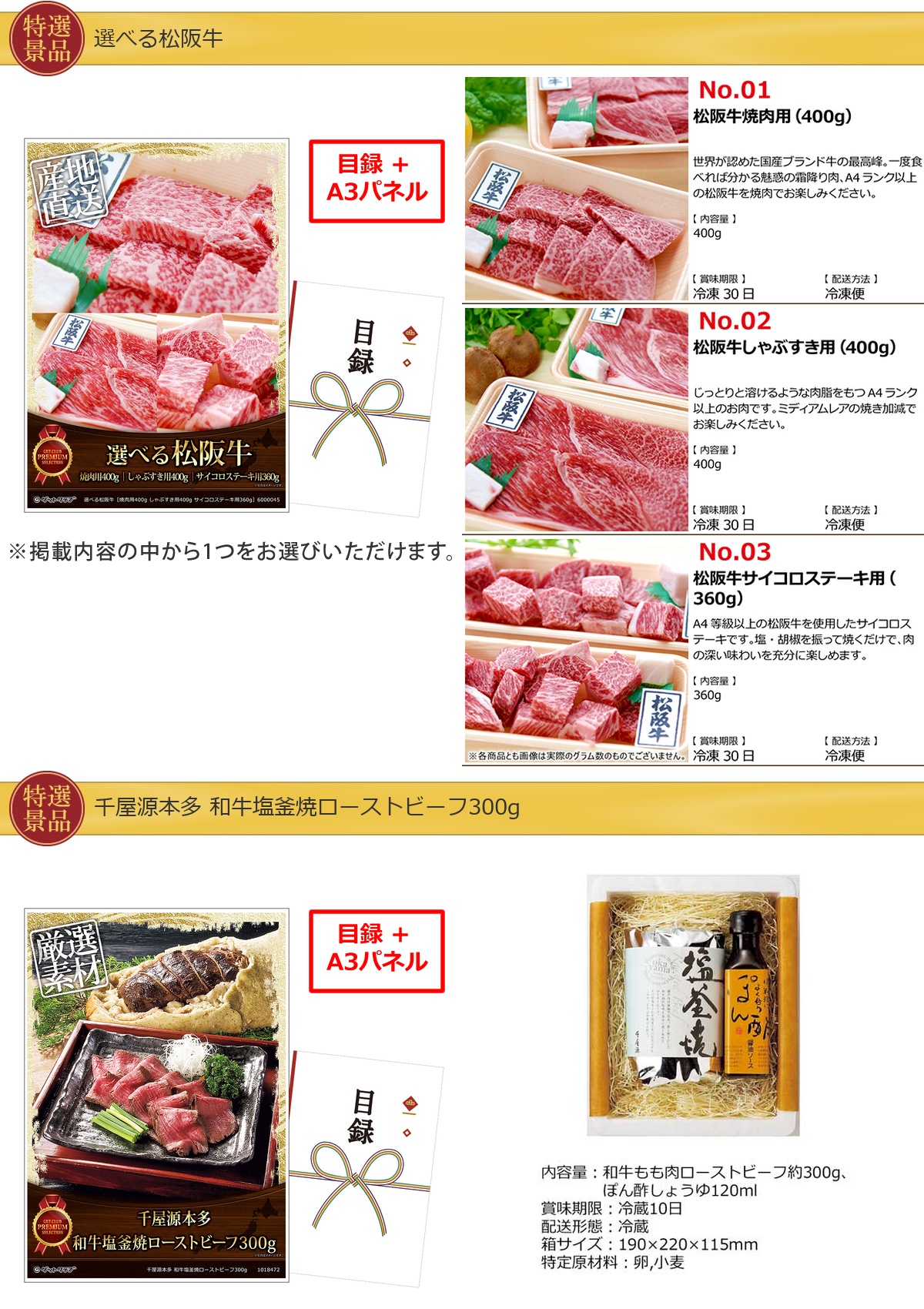コンパクト景品50,000円30点景品セット詳細