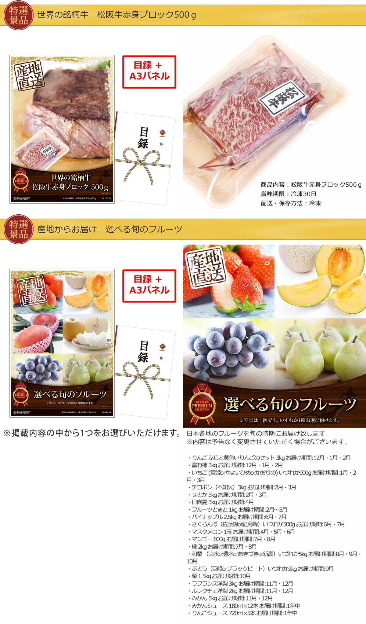 グルメとキッチン50,000円20点景品セット詳細