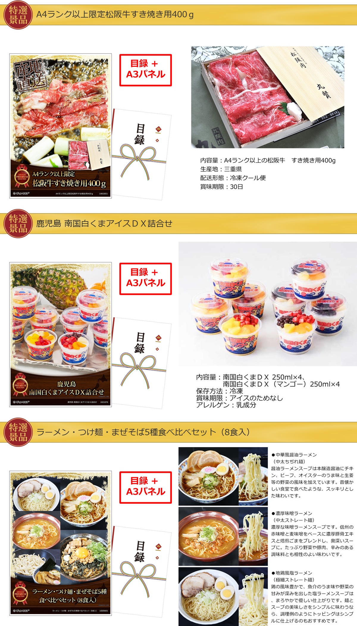 グルメとキッチン50,000円30点景品セット詳細