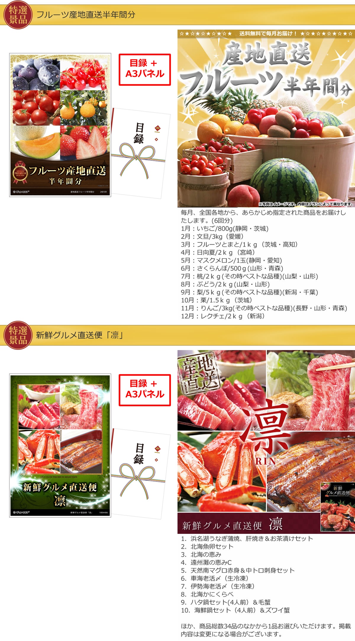 ビップ景品99,999円10点景品セット詳細