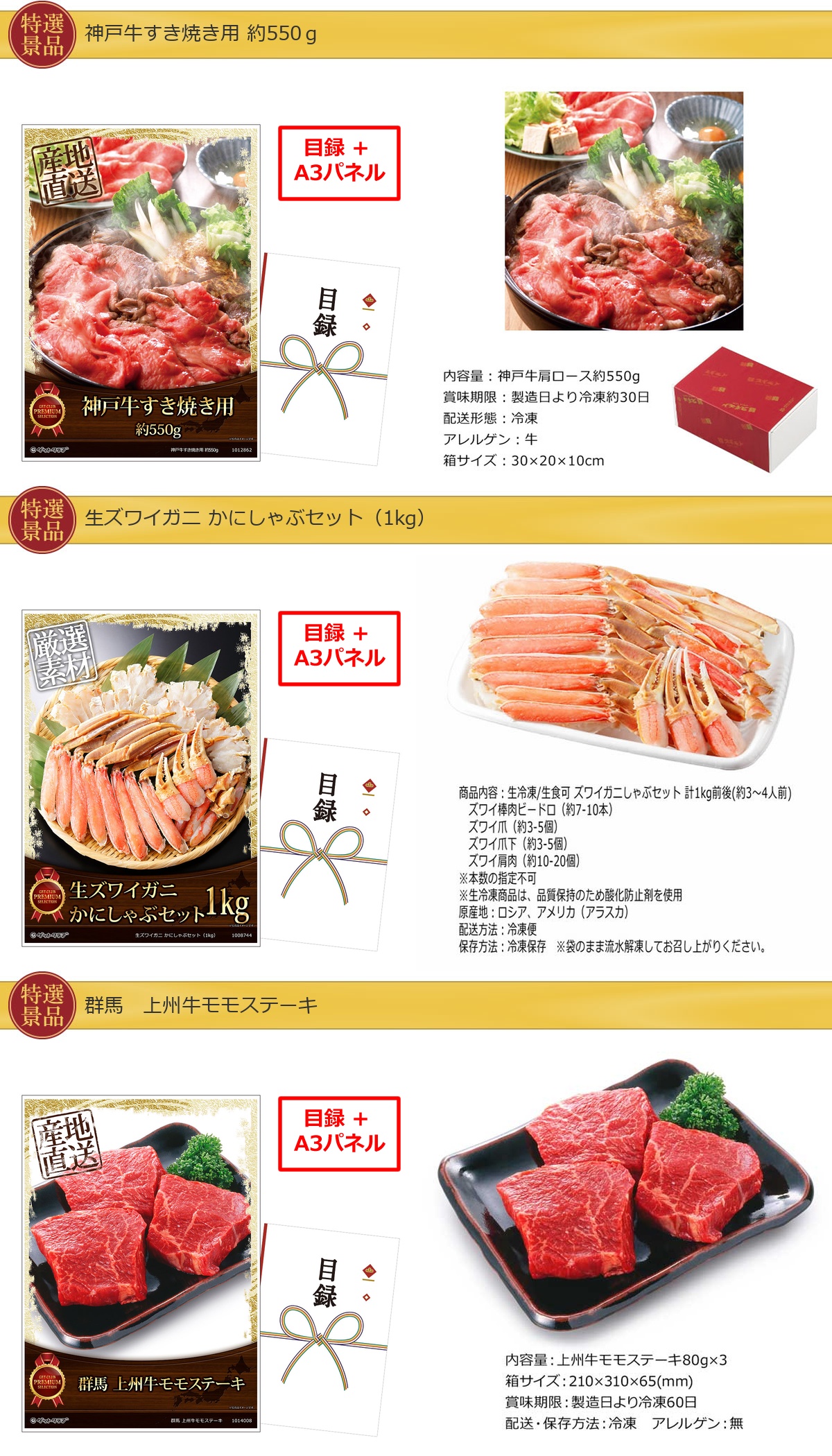 ビップ景品70,000円20点景品セット詳細