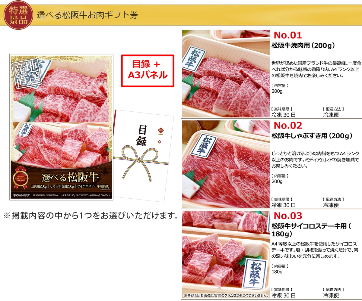バリュー景品20,000円10点景品セット詳細