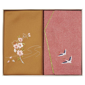 洛北 刺繍入り金封包み&金封ふくさ 赤鶴...