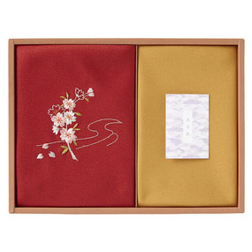 草花の遊び 刺繍入り二巾風呂敷＆金封包...