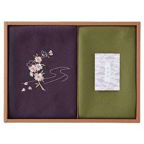  草花の遊び 刺繍入り二巾風呂敷＆金封...