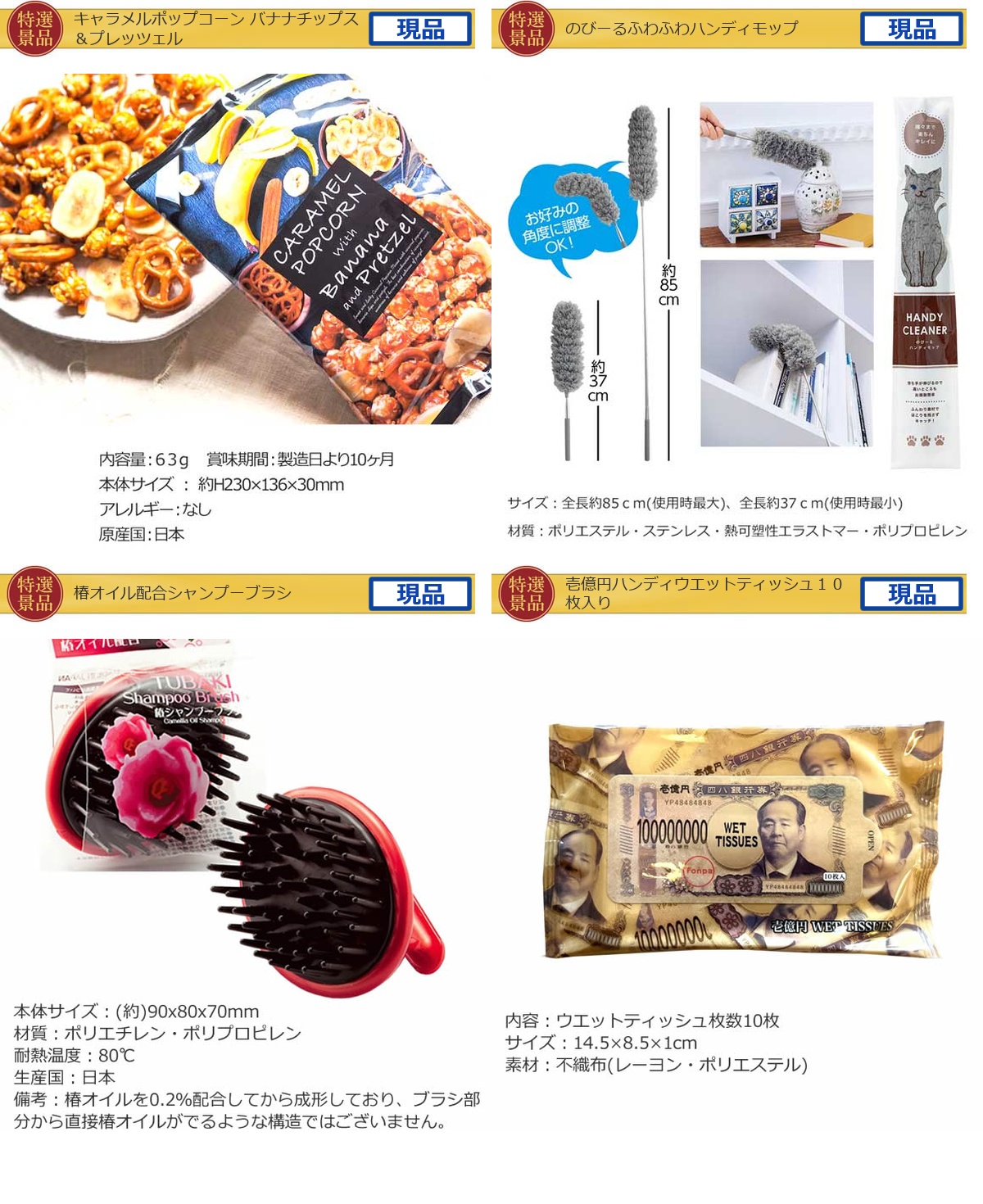 景品ゲットパック5,000円10点B景品セット詳細