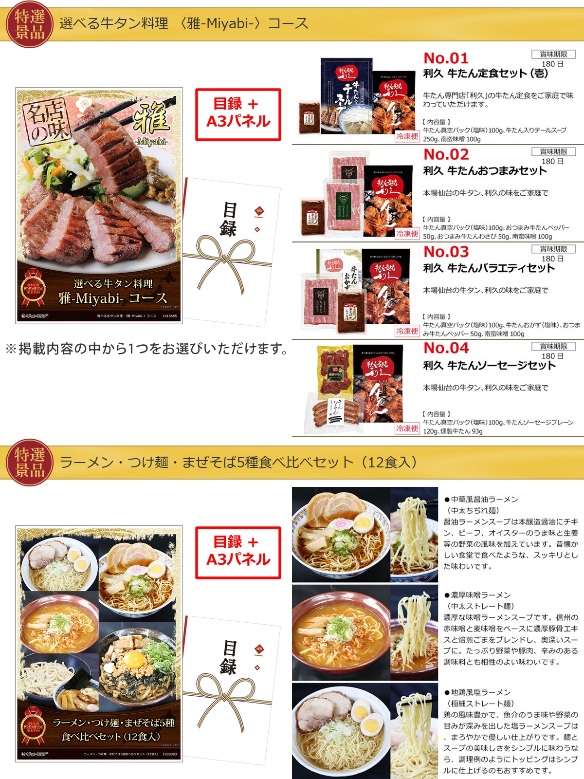 景品ゲットパック20,000円5点A景品セット詳細