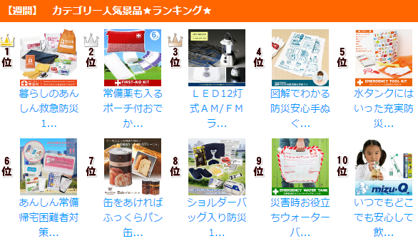防災・防犯アイテム景品人気ランキング