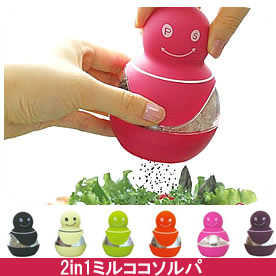 右に回すと胡椒、左に回すと塩が引ける2in1ミルココソルパ